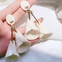 Модные большие серьги с преувеличенным белым цветком Висячие серьги для женщин праздничные украшения для вечеринок