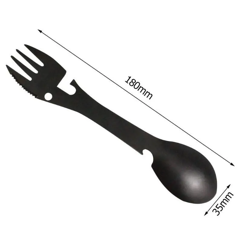 Outdoor Survival Tools 5 in 1 Camping Multi-functional EDC Kit Practical Fork Knife Spoon Bottle/Can Opener 2