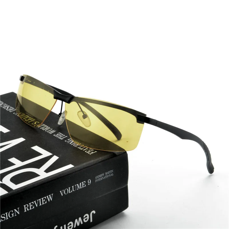 Поляризационные солнцезащитные очки для вождения в дневное и ночное видение мужские очки для вождения антибликовые алюминиевые магниевые очки с оправой из сплава FML