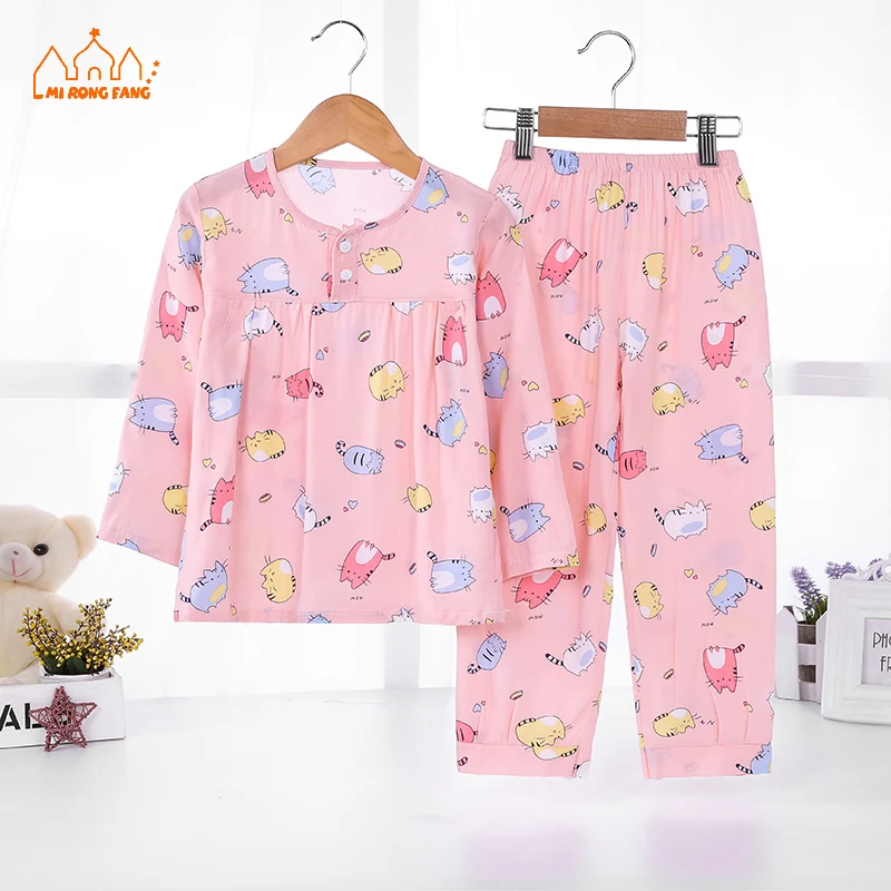 Summer-Girls-Pajamas-Sets-Long-Sleeve-6-8-10-12-Years-Animal-Cartoon ...