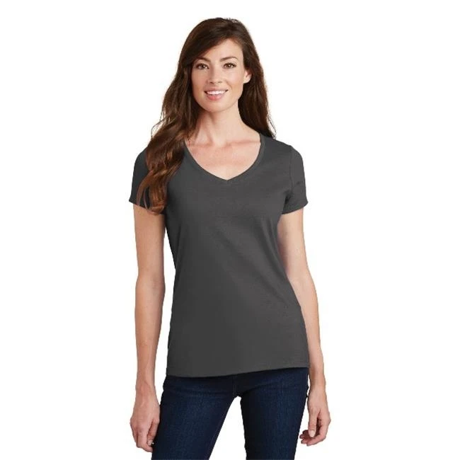 Port & Co LPC450V Ladies Fan Favorite V-Neck Tee Charcoal - Large
