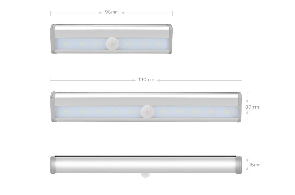 Светодиодный свет под кабинет движения PIR Сенсор лампы 6/10 светодиодный s 98/190 мм освещения для Шкаф Кухня ночник