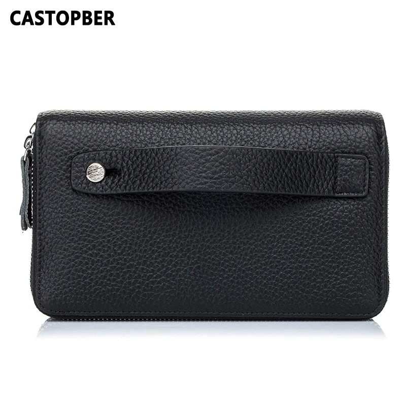 

Crocodile Genuine Leather Double Zipper Wallet Mens Day Clutch Business Men Long Purse Cowhide Wallets High Quality Famous Brand