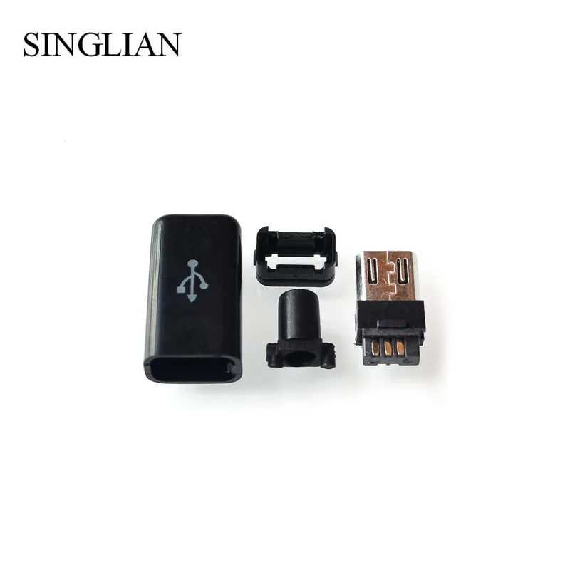 

Smartphone Mike USB Plug Head MICRO Mike Interface 5P Welded Wire DIY 4-piece Set