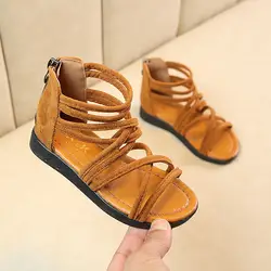 2019 Новые Летние Стильные Детские модные римские сандалии для девочек, сандалии-гладиаторы, обувь для малышей, детская обувь высокого