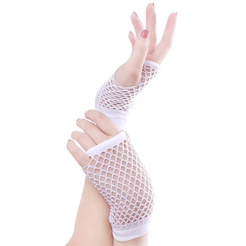  Punk Goth Lady Disco Dance Costume Lace Fingerless Mesh Fishnet Gloves Hand Gloves guantes eldiven handschoenen 40FE1517