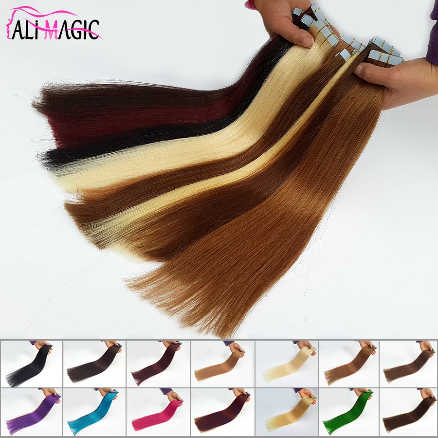 Tape In Human Hair Extensions Remy 20pieces Skin Weft Seamless Hair