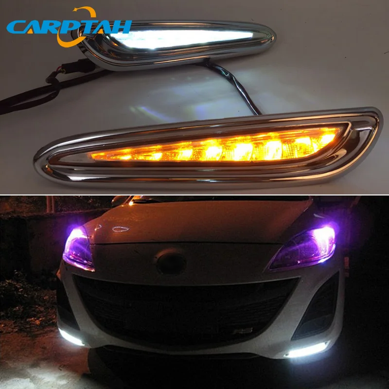 

LED Daytime Running Light For Mazda 3 2011 2012 2013 Waterproof 12V Yellow Turn Signal Indicator Light Bumper Lamp LED DRL