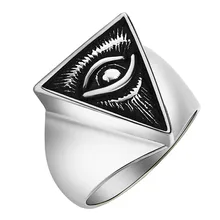 Valily jewelry Men's ring Egyptian Eye of Horus Ra Udjat gold color stainless steel Punk Illuminati pyramid Eye Ring For Men mens gold plated egyptian pharaohs eye of horus ra udjat stainless steel ring hip hop jewelry size 7 15