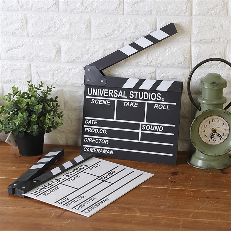 

Director Video Scene Clapperboard Wood Film Slate Cut Prop for Shooting Figurines Home Decor Christmas Video Record Supplies