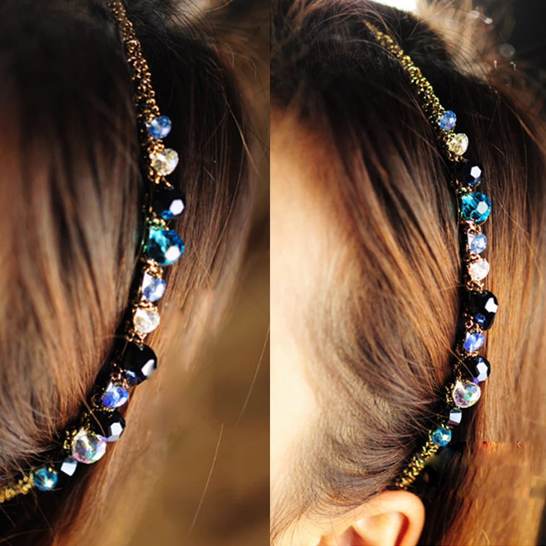 

1PC New Fashion Women Girls Rhinestone Crystal Headband Hairband Delicate Glitter Hair Band Headwear 4 Colors