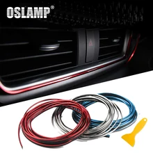 Oslamp 5 m Car Styling Decorazione di Interni Strisce Del Nastro Rosso Blu Moulding Trim Strisce Porta Cruscotto Bordo Auto Auto Accessori
