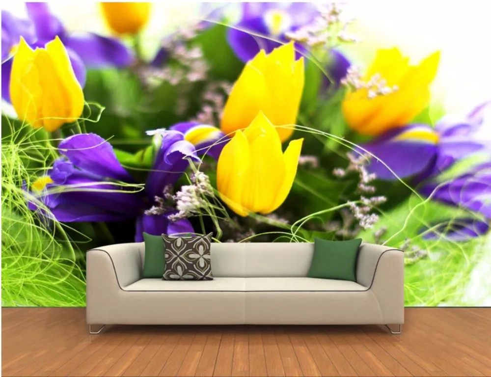 

Custom photo 3d room wallpaper mural beautiful tulips landscape decoration painting 3d wall murals wallpaper for living room