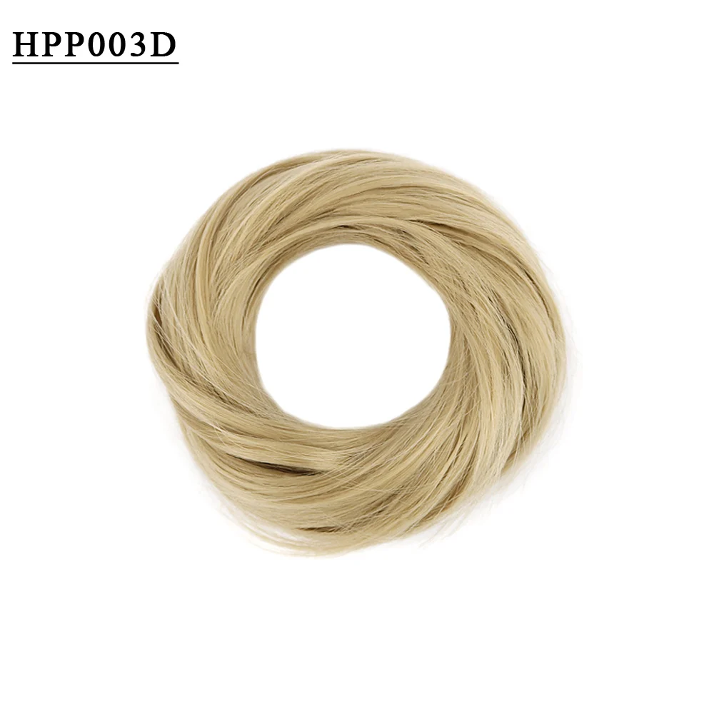 Красота вьющиеся шиньон черный коричневый блондин орешник Омбре Женские синтетические волосы пучок для наращивания Резиновая лента высокотемпературное волокно - Цвет: HPP003D