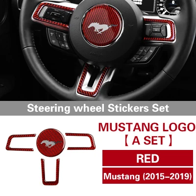 TPIC внутреннее Автомобильное рулевое колесо Cobra Shelby Horse логотип эмблема углеродное волокно наклейка для автомобиля Стайлинг для Ford Mustang - Название цвета: Red Horse set