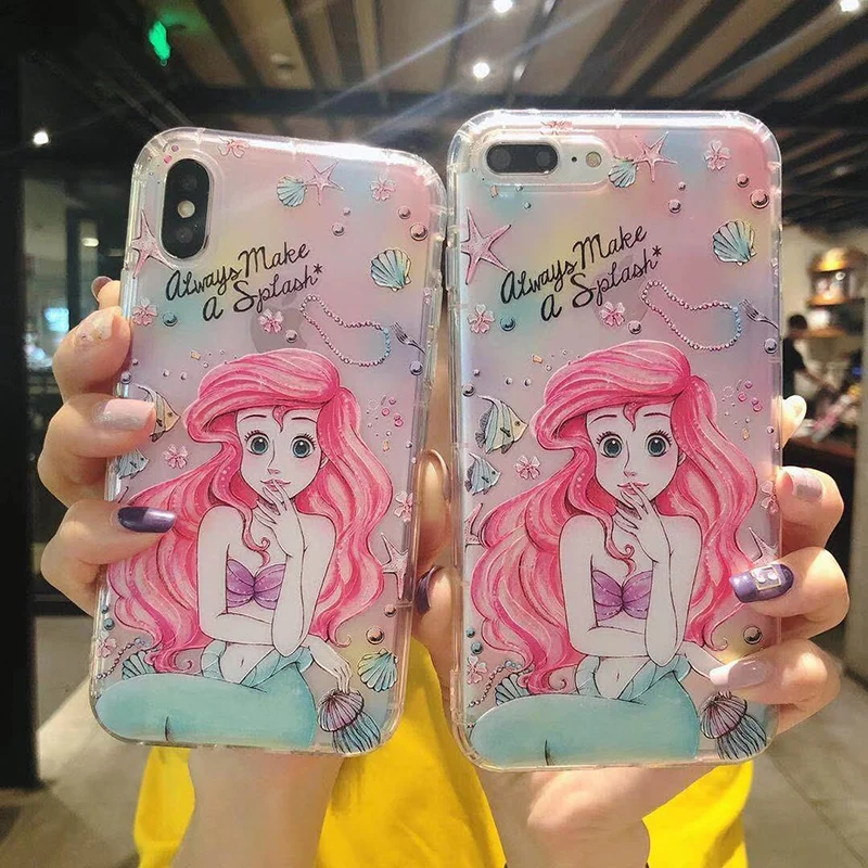 

Phone case for iPhone X 6 6S 7 8 plus Mermaid Air cushion relief transparent soft TPU case for iphone 6Splus 7plus XR XS XSMax