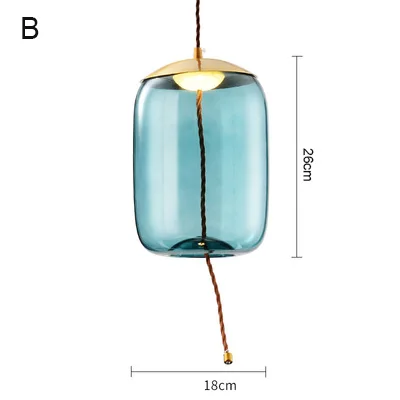 Креативные стеклянные подвесные светильники сочетание Ретро столовая гостиная украшение дизайнерская спальня Подвеска у кровати лампа - Цвет корпуса: Type B-blue