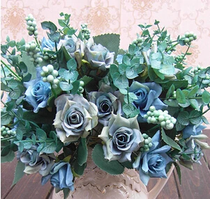 

New Arrive Elegant Oil Painting Style Artificial Rose Silk Flowers 10 Flower Head Floral Wedding Garden Decor DIY Decoration