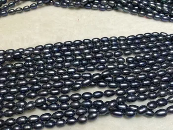 

Wholesale 10 PCS New natural freshwater black pearl grain shape loose beads 14.5 inches 6-7MM
