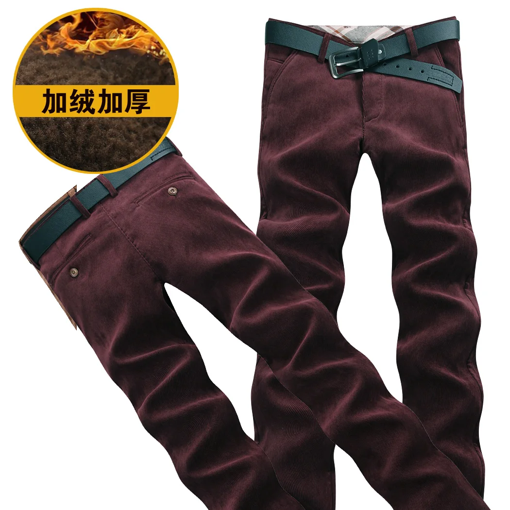 Вельвет Мужские штаны модные Бизнес Для мужчин s брюки цвета — красный, синий, Черный Мужские штаны Азии размер 28-38