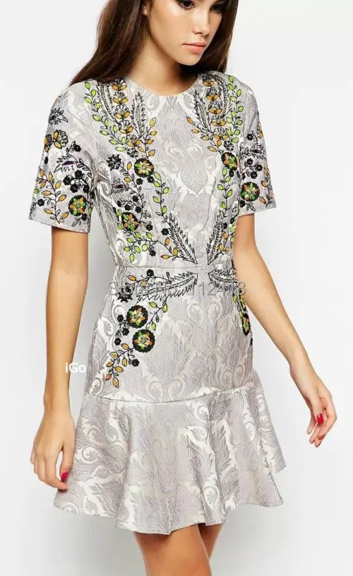 Luxury Flower Embroidery Women Dress Elegant O Neck Mermaid Dresses