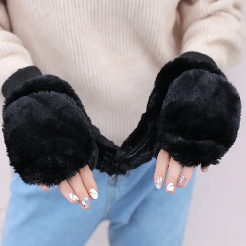 Женские теплые перчатки для рук, женские зимние кашемировые перчатки, женские модные бархатные вязаные перчатки