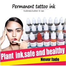 22 цвета, 1 флакон/15 мл, Перманентный макияж, пигментный краситель, блеск для губ, Перманентный карандаш для бровей, подводка для глаз, тату, чернила, меняющие цвет губ, красота