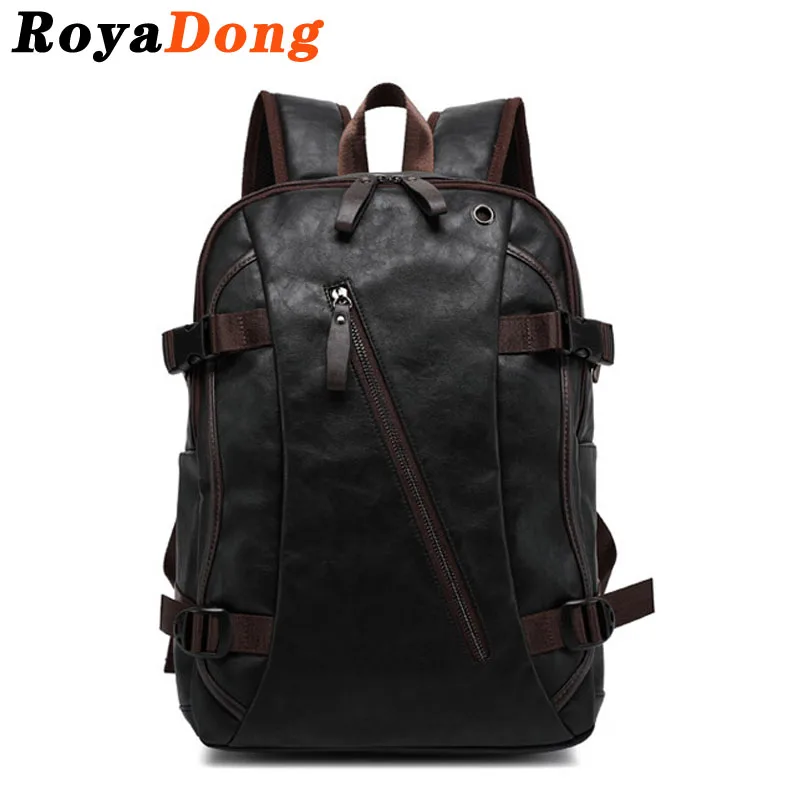 RoyaDong 2016 Backpack Men PU Leather Fashion Vintage Travel Men Bag for Teenagers