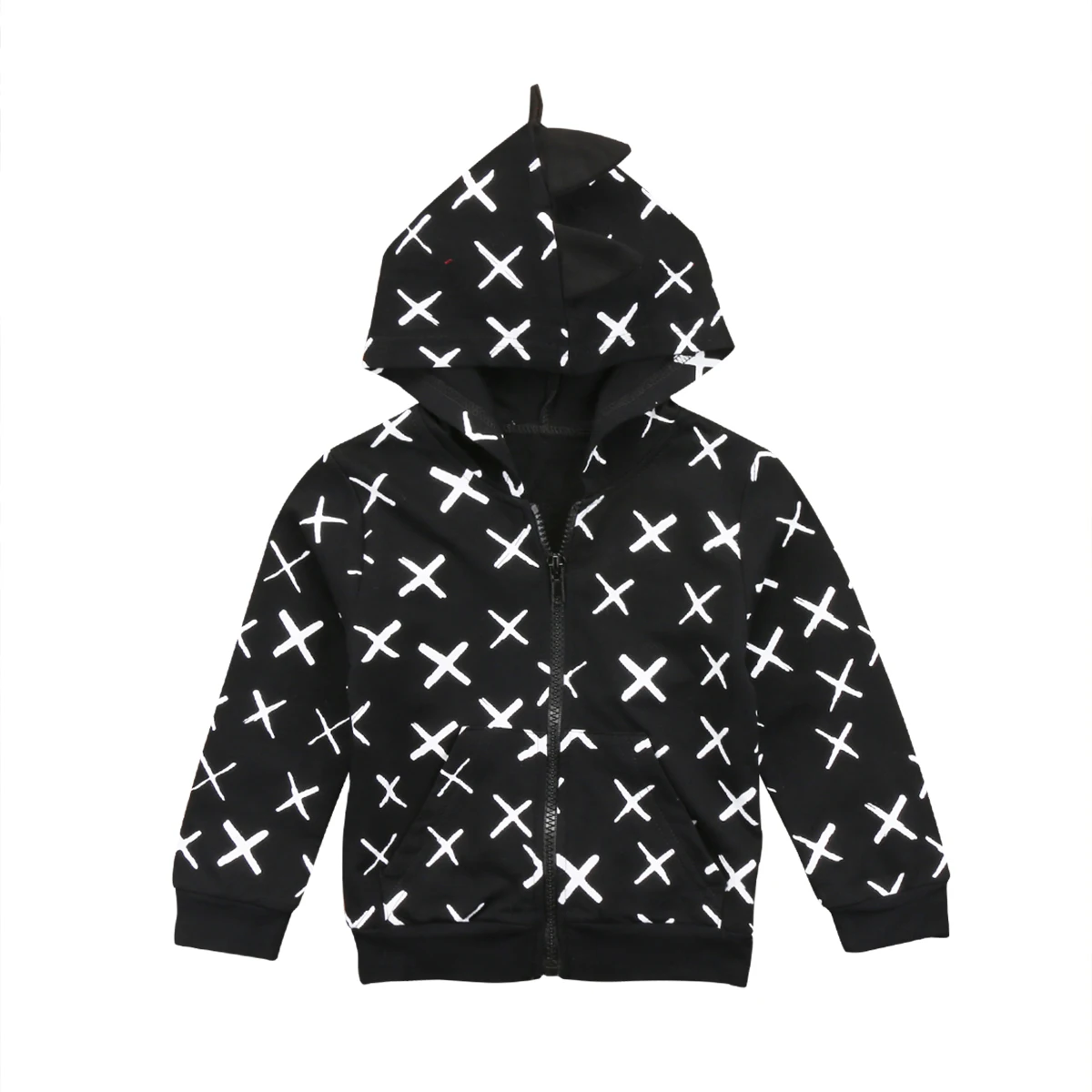 

2019 Dinosaur Kids Baby Boys Girls Zipper Top Cross Child Casual Sweatshirt Hoodie Black Cute Clothing