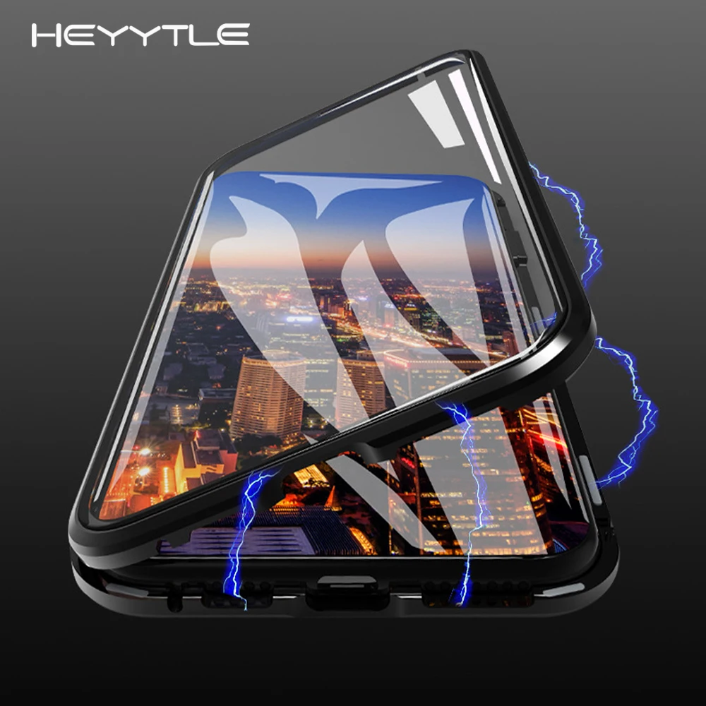 Магнитный металлический чехол Heyytle для iPhone XS MAX X XR 8 7 6 6S Plus двусторонний из