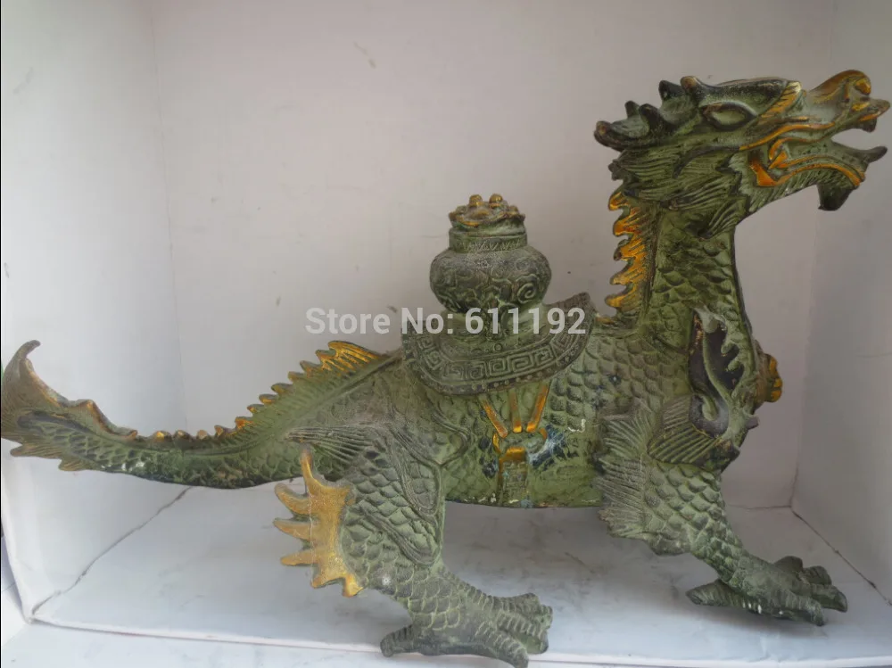 

Asian antique chinese old bronze gilt big dragon sculpture/statue ,Home decor Metal crafts