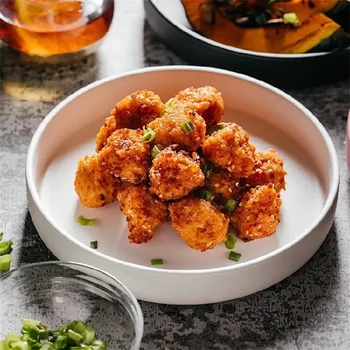 

8 inch matte straight mouth deep ceramic plate Nordic style creative western soup plate salad dish home round deep serving plate