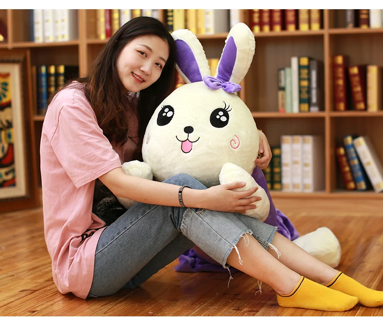 Dorimytrader Kawaii Rabbit Pillow Plush Toys Doll Giant Stuffed Bunny Sleeping Pillow for Girl Gift Wedding Decoration 43inch 110cm DY50509  (6)