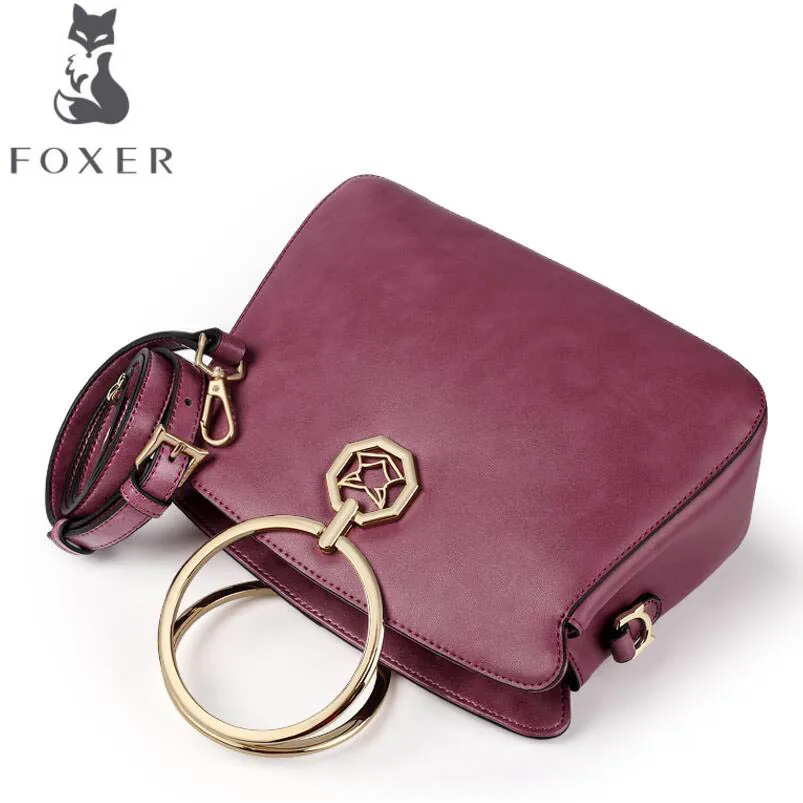 Umhängetasche Runde Mode Welle Frauen Retro Neue Black Sommer brown purple made Tasche Leder 2017 Foxer pink Hand wzT7g7