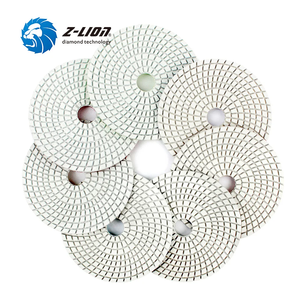 Z LION 5 дюймов 7 шт./компл. Алмазные Гибкие Полировальные колодки для камня мрамора