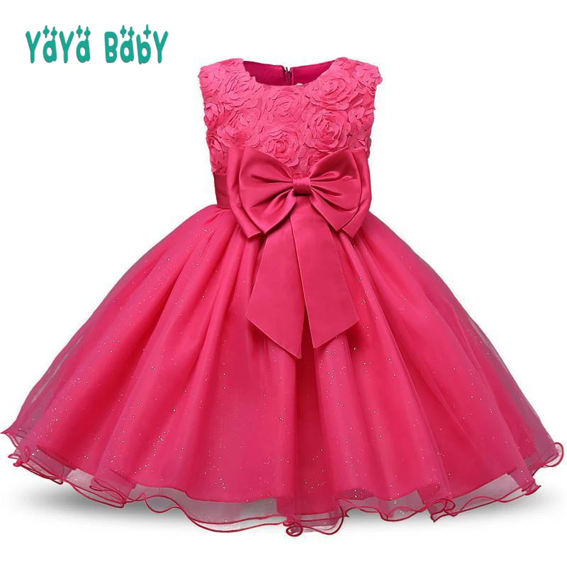 

Children Princess Dress 2018 New Summer Girls Tutu Wedding Birthday Party Prom Dresses Flower Bow Toddlers Teenager Kids Clothes