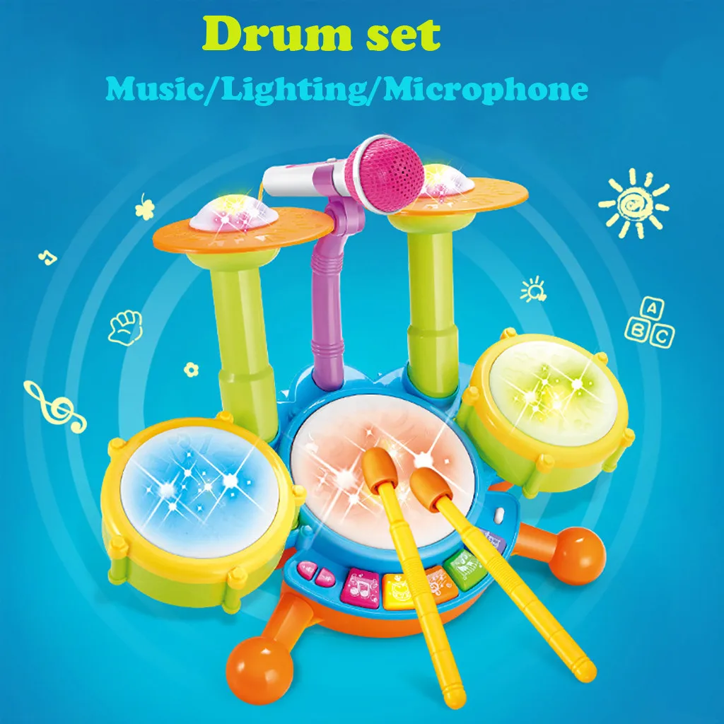

Kids Electric Drum kit Toys Toddler Musical Instruments Playset Flash Light Toy New Arrival Offer Drop Shipping