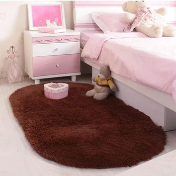 

12Colors Ellipse Shape Pink Area Rug Bedroom Living Room Short Hair Soft Carpet Popular Non-slip Baby Mat (1pc)
