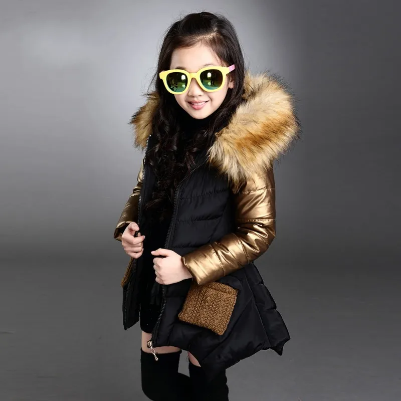 New Thickness Warmer Down Jacket For Girl Fashion Kids Winter Jacket Manteau Fille Hiver Hooded Girls