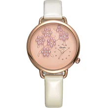 Luxury White Leather Water Resistant Classic Easy Read Sports Women pearl Wrist Watch Top Quality Lady Rhinestone watch