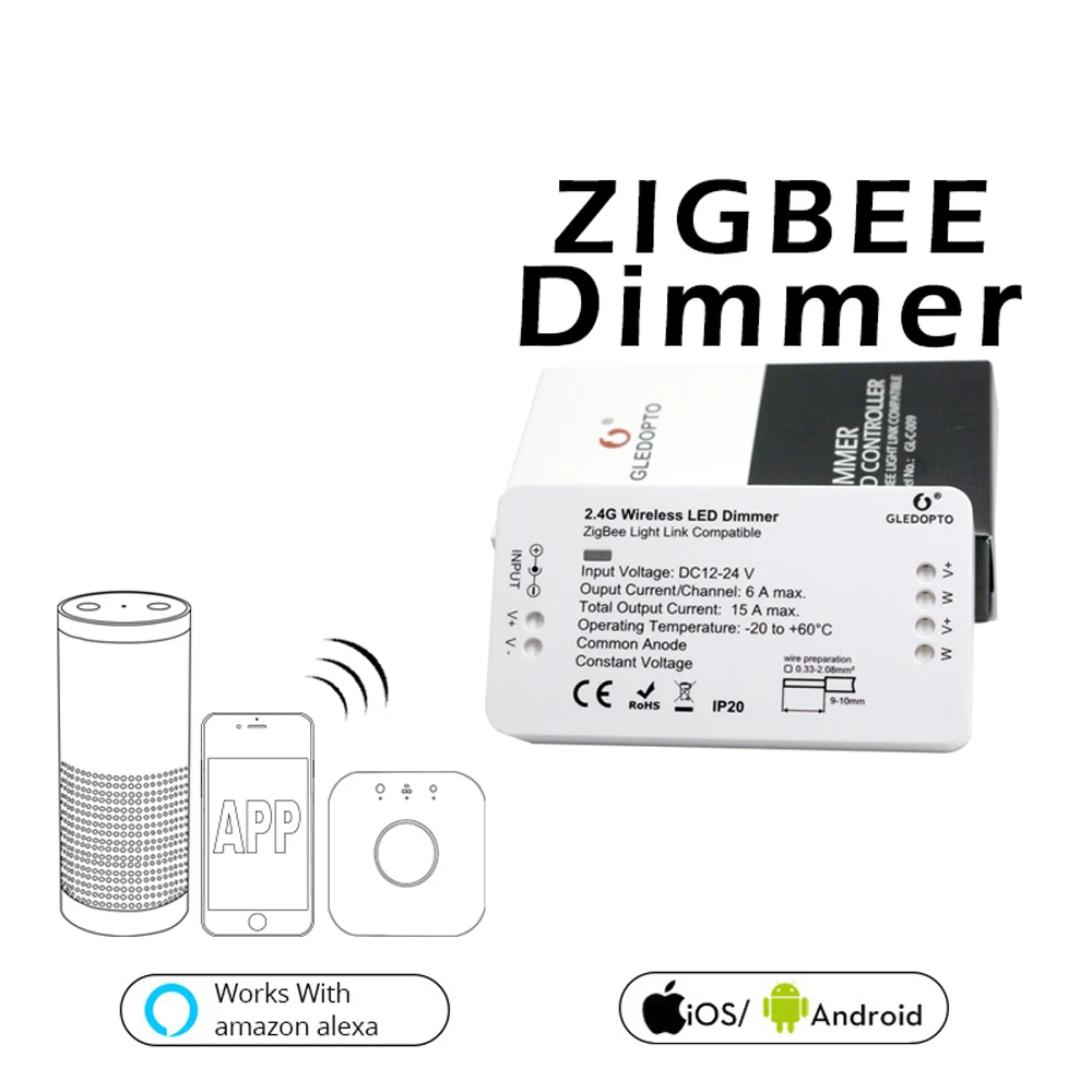Светодиодный контроллер Zigbee RGB CCT WW CW LED диммер постоянного тока 12 В 24 светодиодной