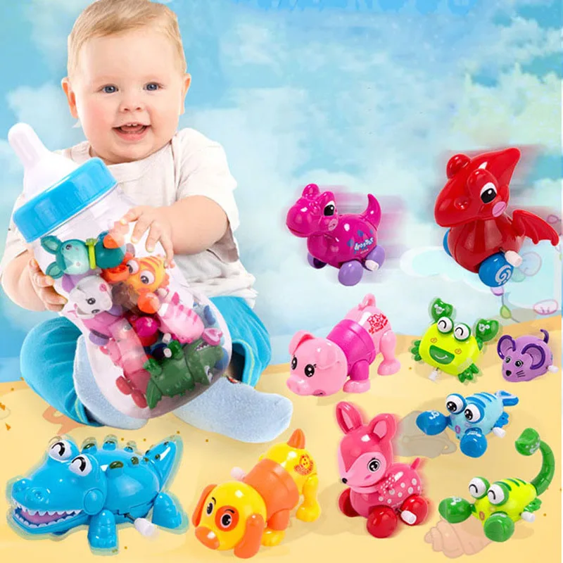 

6Pcs/Set Baby Creative Chain Clockwork Toy Children Cartoon Animal Chain Small Toy Child Baby 0-1-3 Years Old Cartoon Animal Toy