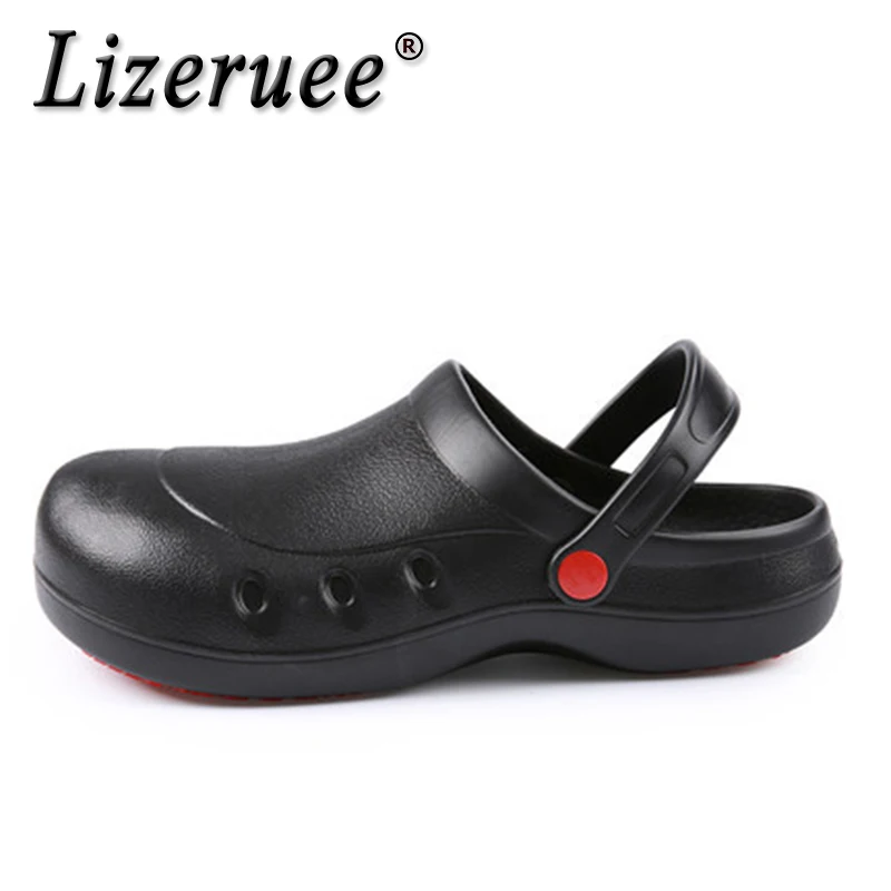 

Lizeruee EVA High Quality Non-slip Waterproof Oil-proof Kitchen Work Shoes for Chef Master Cook Hotel Restaurant Slippers Flat