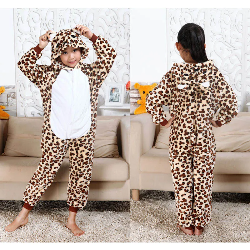 

Flannel Winter Christmas Pajamas Unicorn Pajamas Leopard Cartoon Animals Hooded Sleepwear Onesie Boy Pyjamas Unicorn Costume
