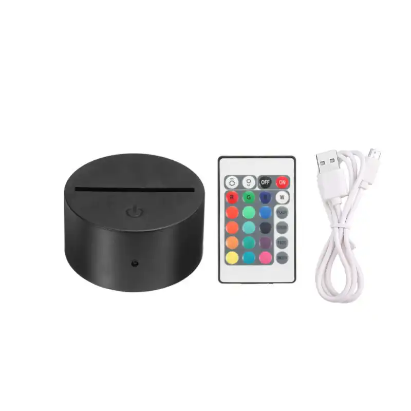 lampara led base usb cable tactil interruptor negro moderno usb cable luz nocturna con control remoto acrilico 3d led lampara de noche base montada