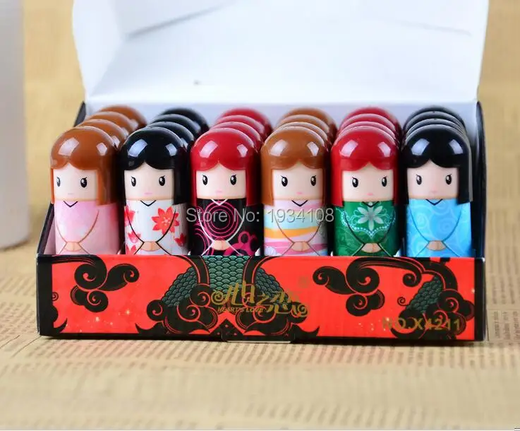 240 шт/партия buah alam губ lucu kartun kimon boneka бальзам для губ, Bergizi perbaikan pelembab lipstik