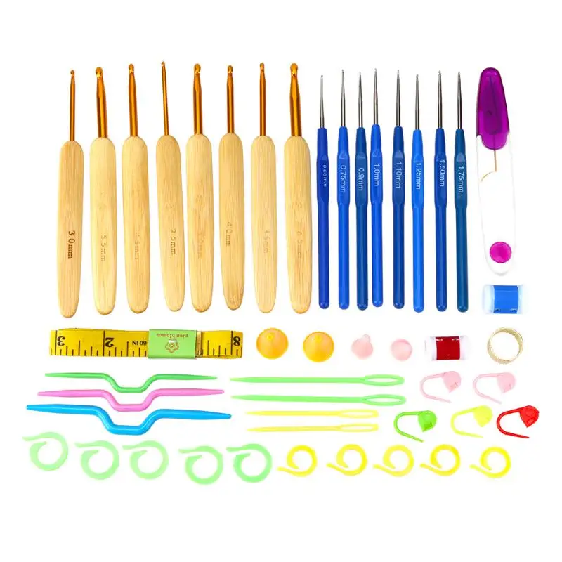 

1SET Hand Craft Crochet Curve Hooks Set Ergonomics Knitting Needles Home DIY Weaving Cross Stitch Sewing Tools Set