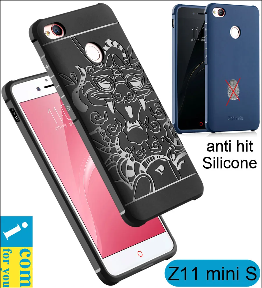 

Armor anti hit Shock proof Silicone Case For ZTE Nubia Z11 mini S 5.2 inch 3D carved Dragon Drop resistance Soft Rubber Cover