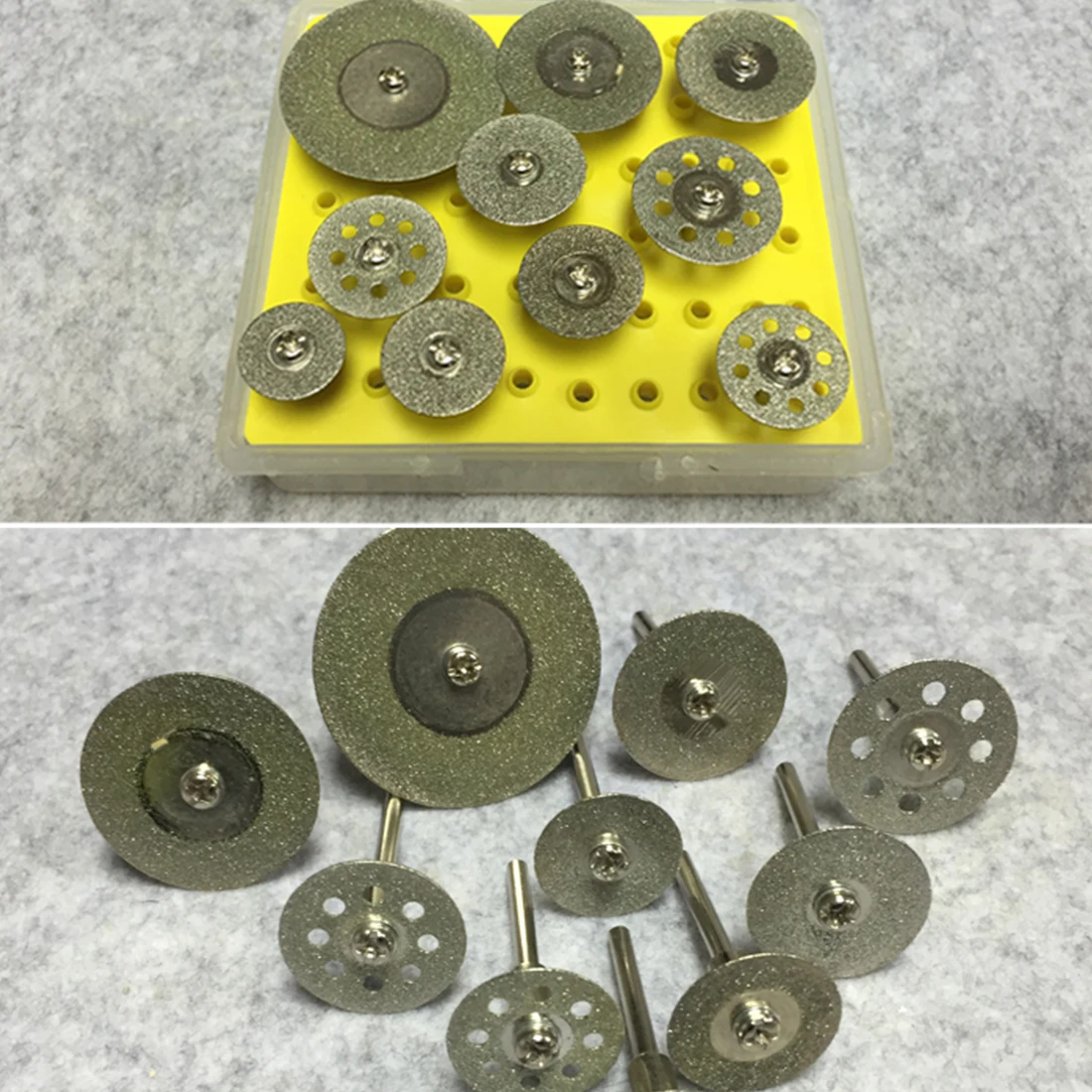 Mini Diamond Saw Blade Silver Cutting Disc Cut-off Hold Wheel Set For Dremel Rotary Tool Cutting / Grinding / Engraving Tools