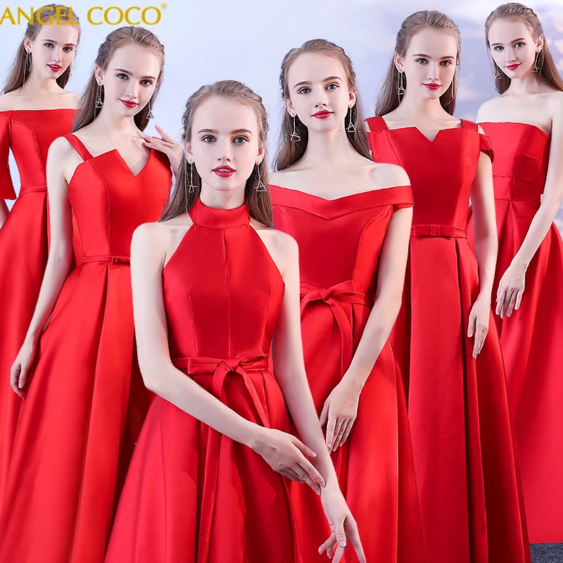 satin red bridesmaid dresses